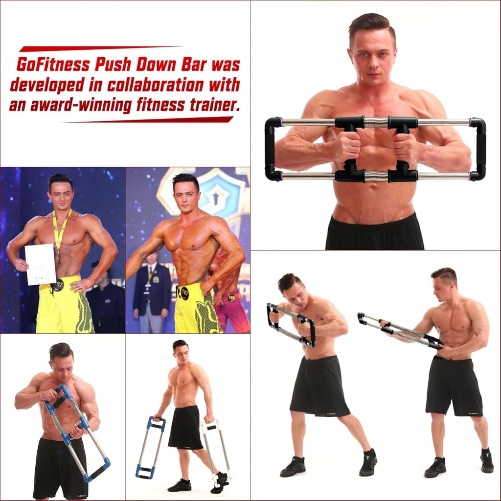 Push down Bar Chest Workout Equipment for Home Gym | Upper Body Strength Trainer for Chest, Arm, Shoulder, Back and Abs, Home Fitness Equipment