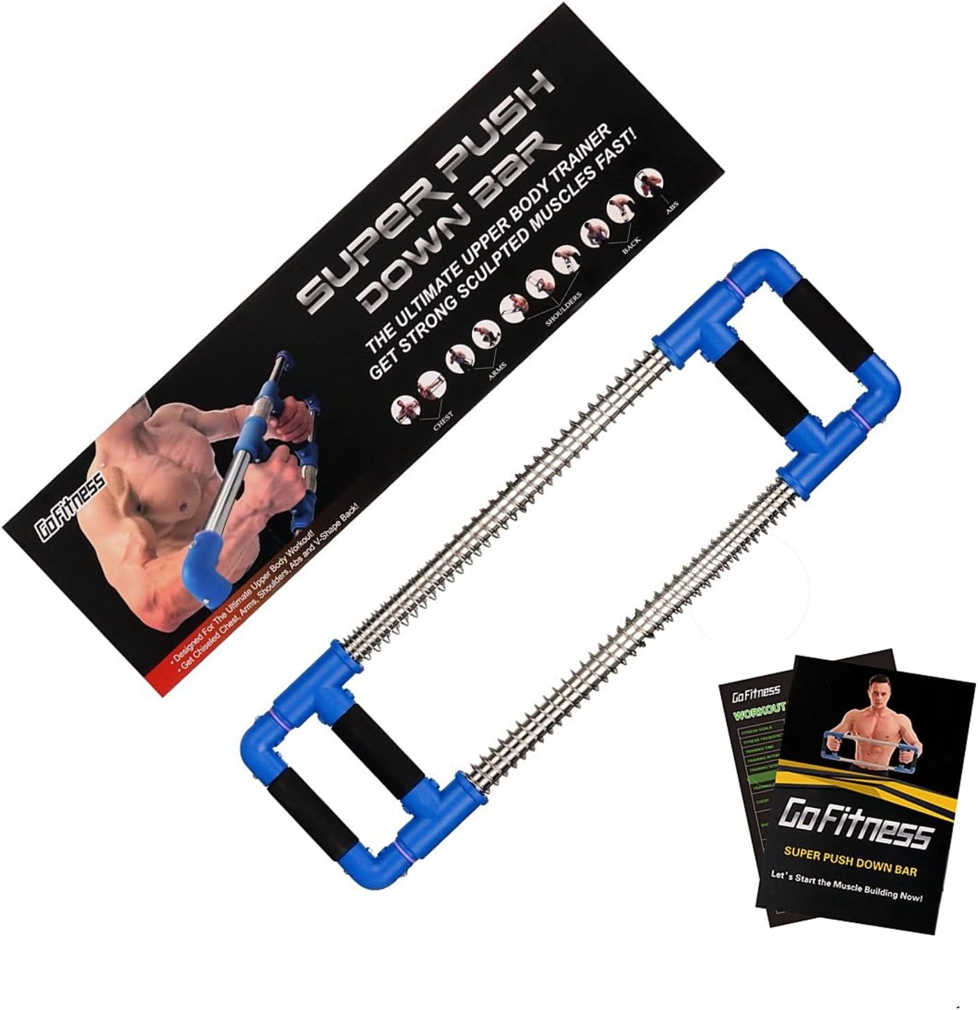 Push down Bar Chest Workout Equipment for Home Gym | Upper Body Strength Trainer for Chest, Arm, Shoulder, Back and Abs, Home Fitness Equipment
