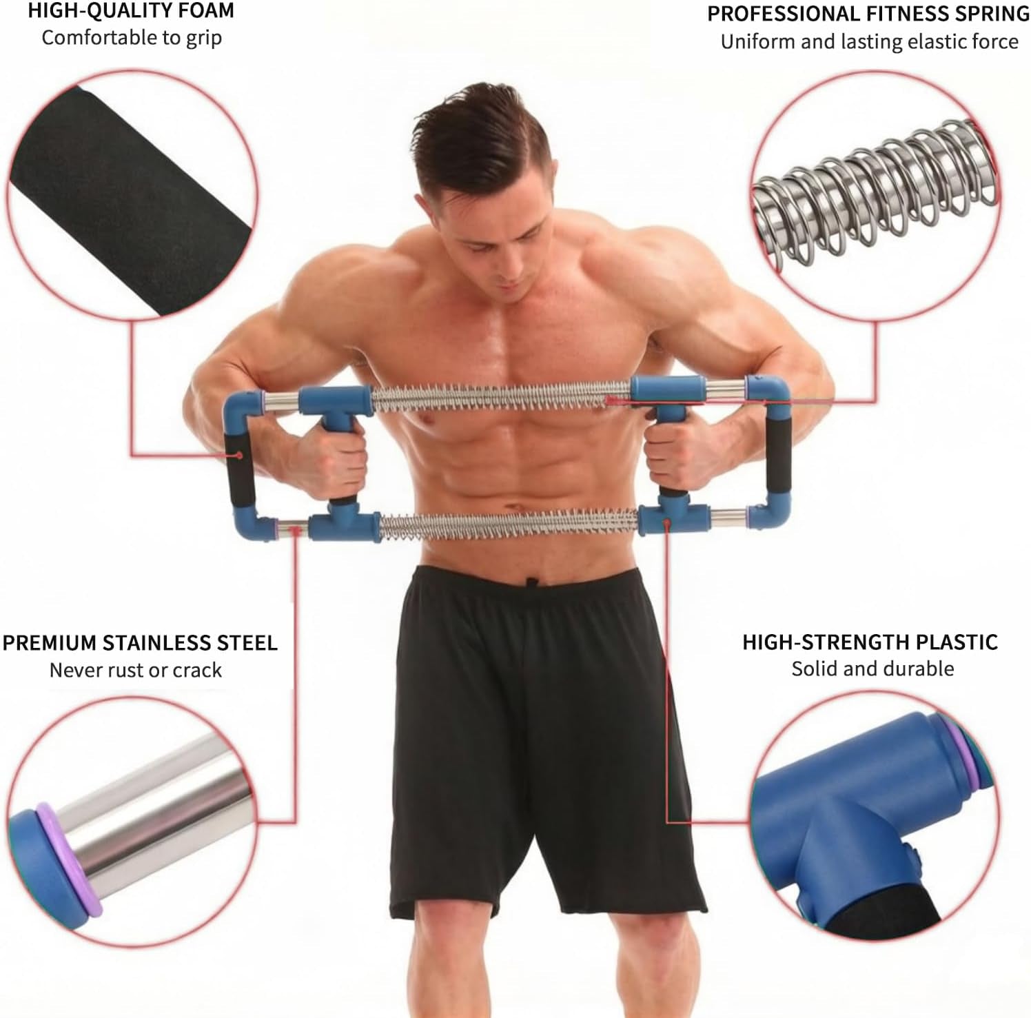 Push down Bar Chest Workout Equipment for Home Gym | Upper Body Strength Trainer for Chest, Arm, Shoulder, Back and Abs, Home Fitness Equipment
