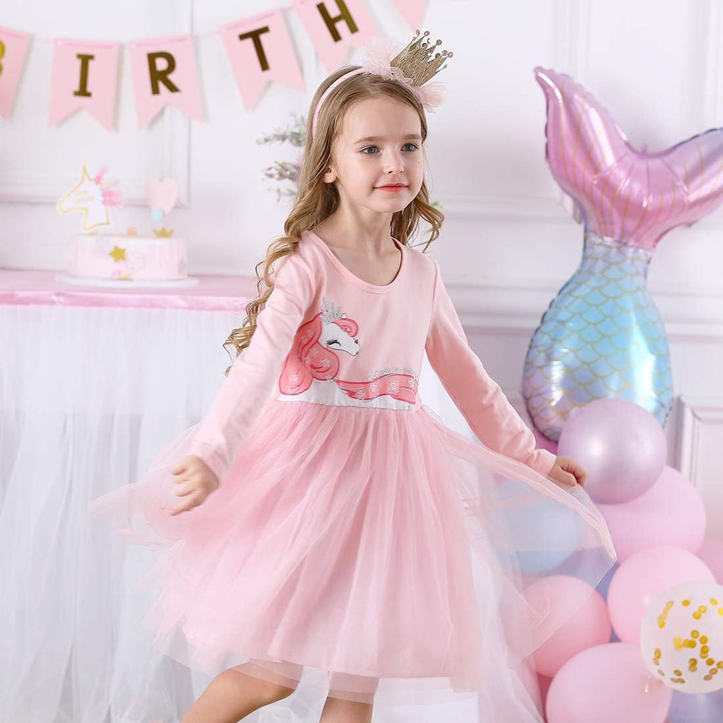 Girls Dresses for Winter Long Sleeve Toddler Girls Clothes Party Tulle Dresses for Girls 3-12 Years